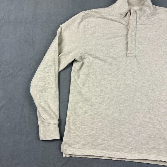 Guideboat Co Reliance Garments Shirt Mens Large Off White Henley Rowing - Picture 2 of 10